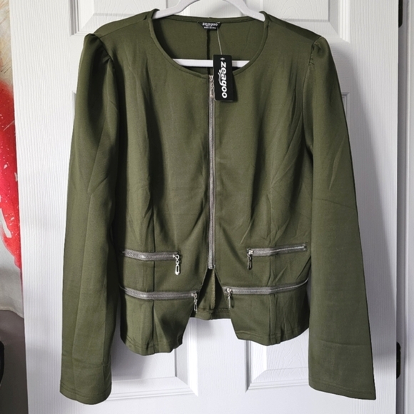 Zeagoo Zippered Front Cropped Blazer Jacket - Size XL - Picture 5 of 15